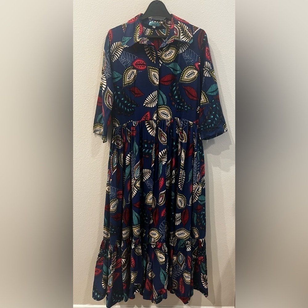 Anthropologie SIKA Ruffle Printed Dress Size 10